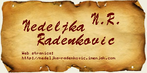 Nedeljka Radenković vizit kartica